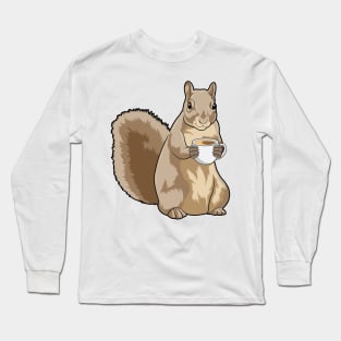 Squirrel with Cup of Coffee Long Sleeve T-Shirt